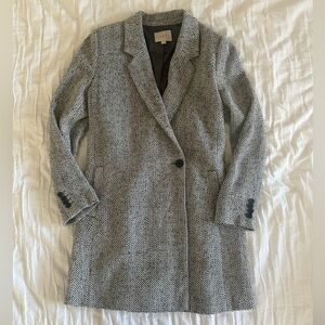 LOFT Black and White Herringbone Trench